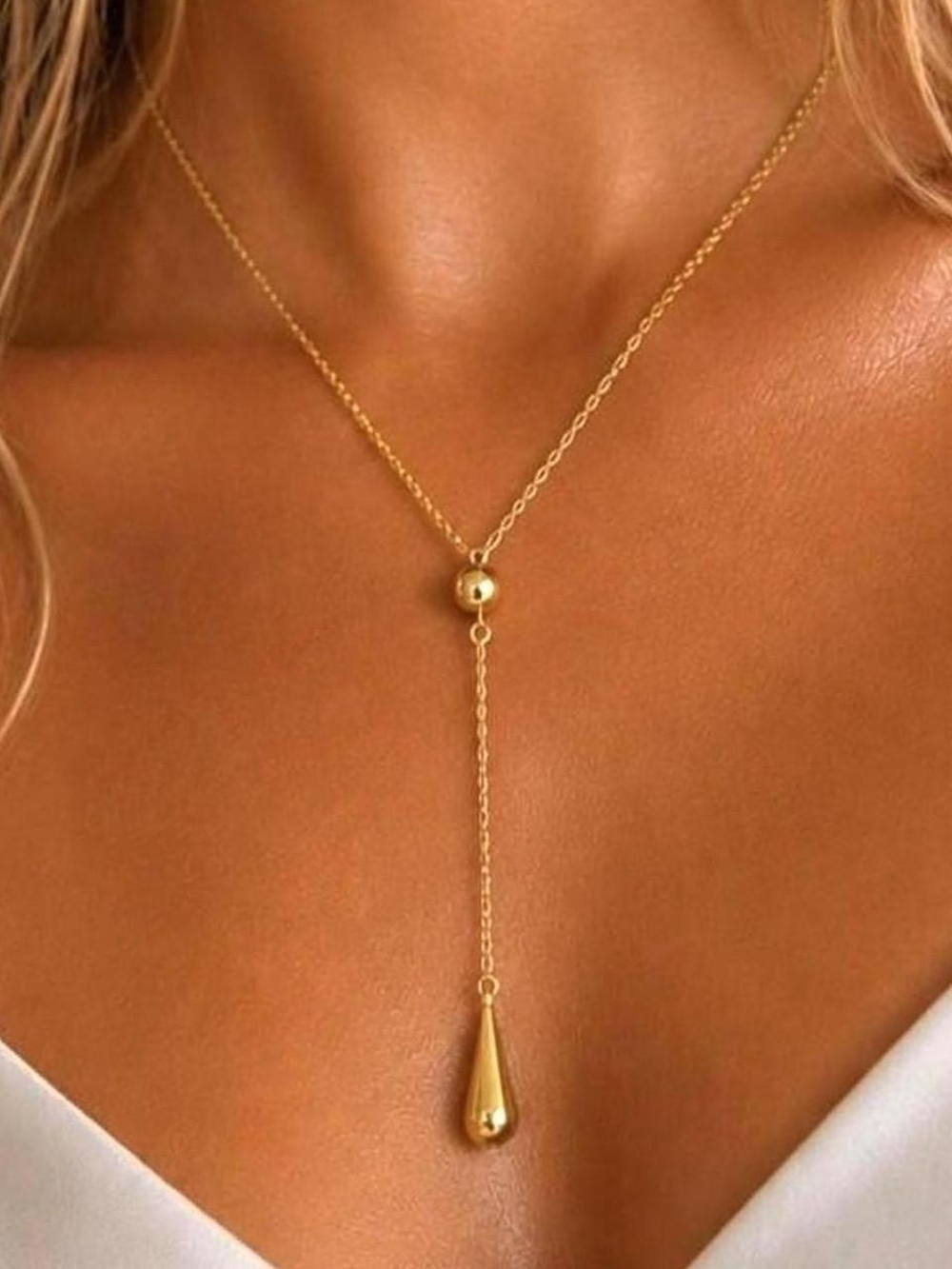 Dainty Gold Drop Necklace | Sleek Y-Shaped Lariat